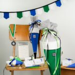 DIY Stoffe- Inspiration - Schultüte Sports - Wimpel - Bastelvorlage - Mini Schultüte
