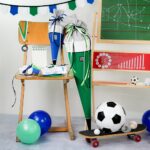 DIY Stoffe- Inspiration - Schultüte Sports - Wimpel - Bastelvorlage - Mini Schultüte