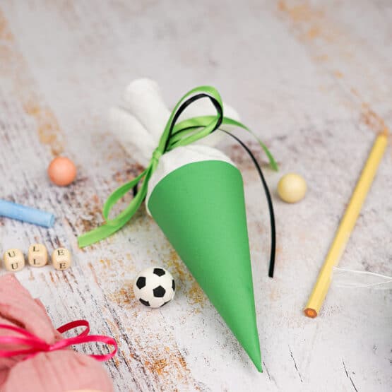 DIY Stoffe- Inspiration - Schulanfang - Bastelvorlage - Mini Schultüte Sport