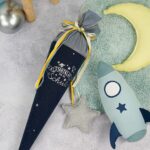 DIY Stoffe- Inspiration - Schultüte Weltall - Plott - Kordel - Raketenkissen - Mond Stern Kissen