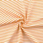 Single Jersey - Warmweiß mit 2 mm Sunkissed Orange Streifen