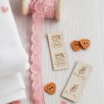 DIY Stoffe Mix - Baumwollspitze - Label - Knöpfe