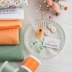 DIY Stoffe Mix - Garne - Knöpfe - Label - Organzaband