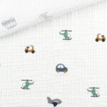 Musselin - Kleine Fahrzeuge - Weiß