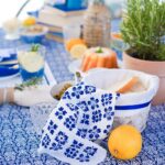 DIY Stoffe Inspiration - gedeckter Tisch - Blau Weiß - Mediterran - Schablone