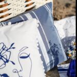 DIY Stoffe Inspiration - gedeckter Tisch - Blau Weiß - Mediterran - Plott - Kissen