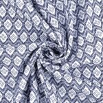 Musselin – Boho Rauten White & Blue