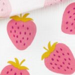 Musselin – Große Erdbeeren – Weiß