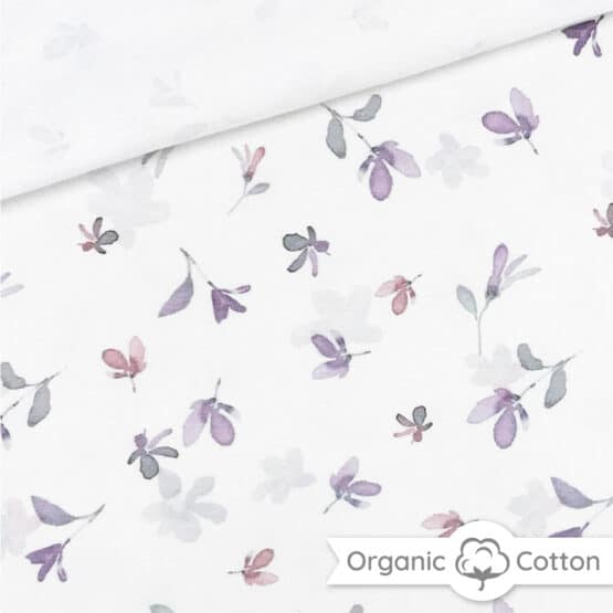 Single Jersey – Lilac Flowers Helles Staubweiß – ORGANIC