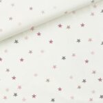 Popeline – Magic Stars – Wollweiß Rosa