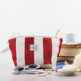 DIY Stoffe- Inspiration - Kosmetiktasche – Paket – Maritim Rot/Weiß