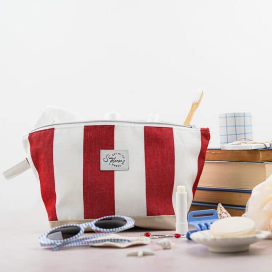 DIY Stoffe- Inspiration - Kosmetiktasche – Paket – Maritim Rot/Weiß