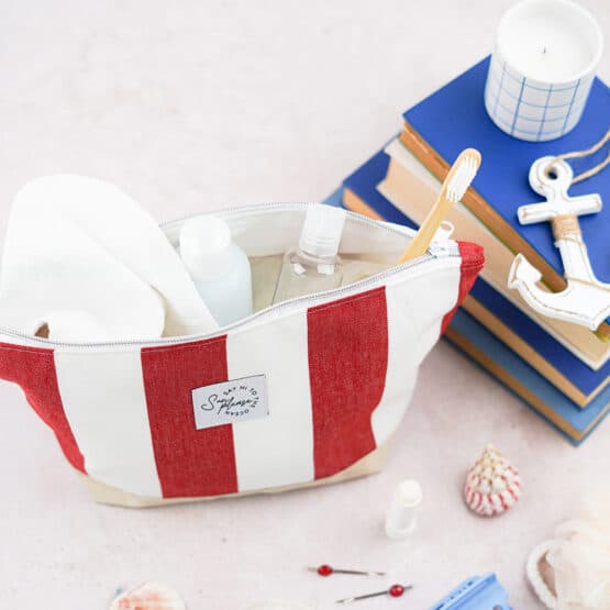 DIY Stoffe- Inspiration - Kosmetiktasche – Paket – Maritim Rot/Weiß