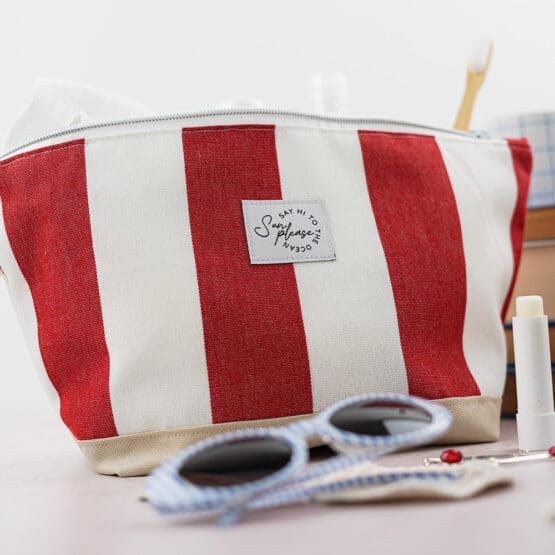 DIY Stoffe- Inspiration - Kosmetiktasche – Paket – Maritim Rot/Weiß