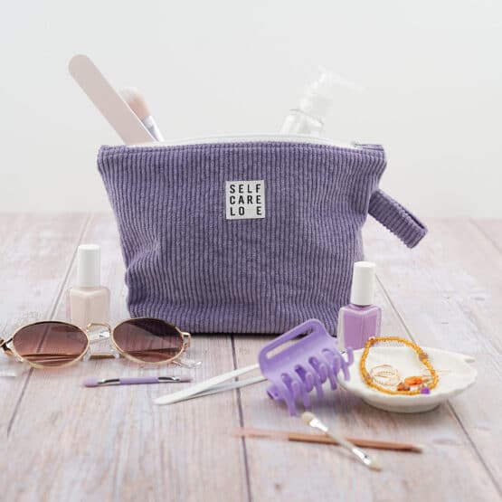 DIY Stoffe - Inspiration - Kosmetiktasche - Paket - Lavendel Cord