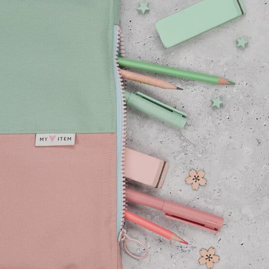 DIY Stoffe - Inspiration - Federmappe - Paket - Cutline Mint/Rosa - Kosmetiktasche