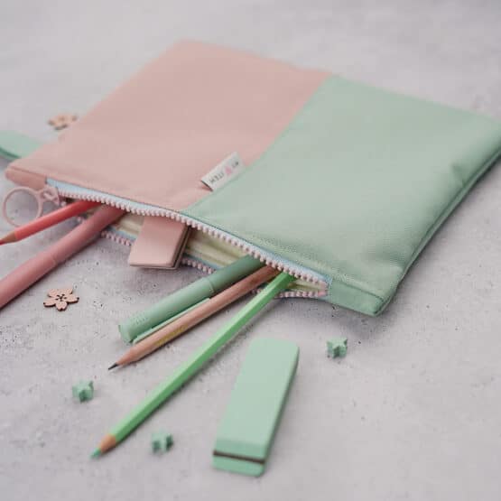 DIY Stoffe - Inspiration - Federmappe - Paket - Cutline Mint/Rosa - Kosmetiktasche