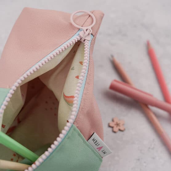 DIY Stoffe - Inspiration - Federmappe - Paket - Cutline Mint/Rosa - Kosmetiktasche