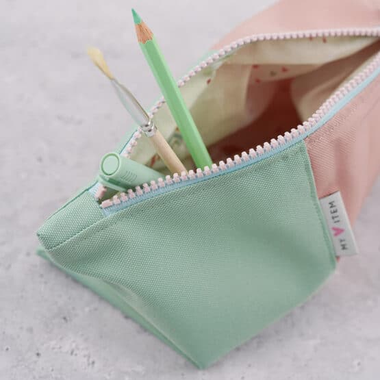 DIY Stoffe - Inspiration - Federmappe - Paket - Cutline Mint/Rosa - Kosmetiktasche