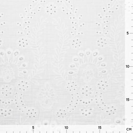 Musselin – Gestickte Ornamente & Bordüre – Cremeweiß