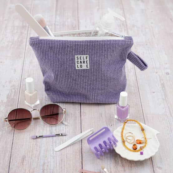 DIY Stoffe - Inspiration - Kosmetiktasche - Paket - Lavendel Cord