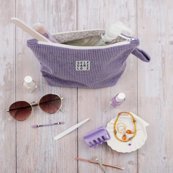 DIY Stoffe - Inspiration - Kosmetiktasche - Paket - Lavendel Cord