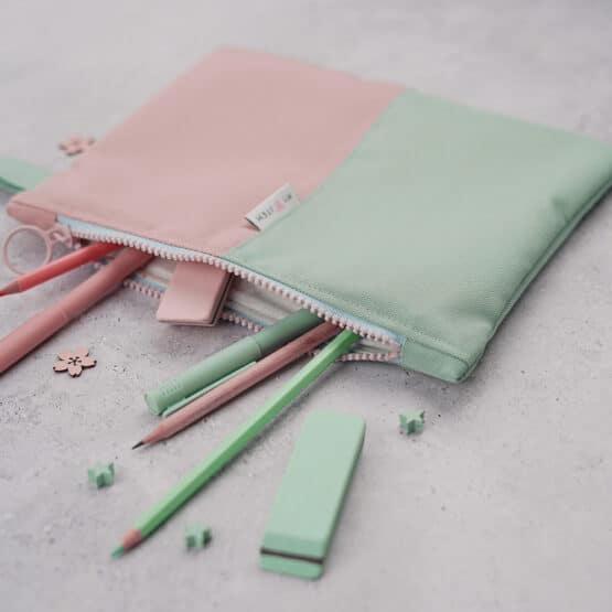 DIY Stoffe - Inspiration - Federmappe - Paket - Cutline Mint/Rosa - Kosmetiktasche