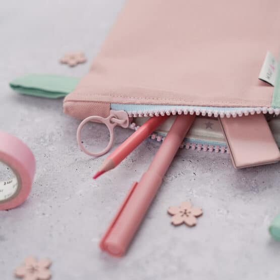 DIY Stoffe - Inspiration - Federmappe - Paket - Cutline Mint/Rosa - Kosmetiktasche