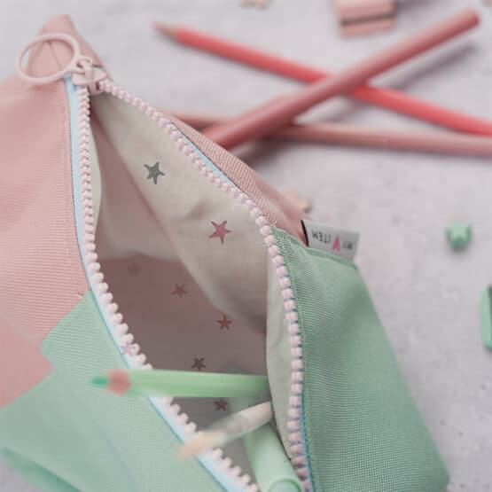 DIY Stoffe - Inspiration - Federmappe - Paket - Cutline Mint/Rosa - Kosmetiktasche