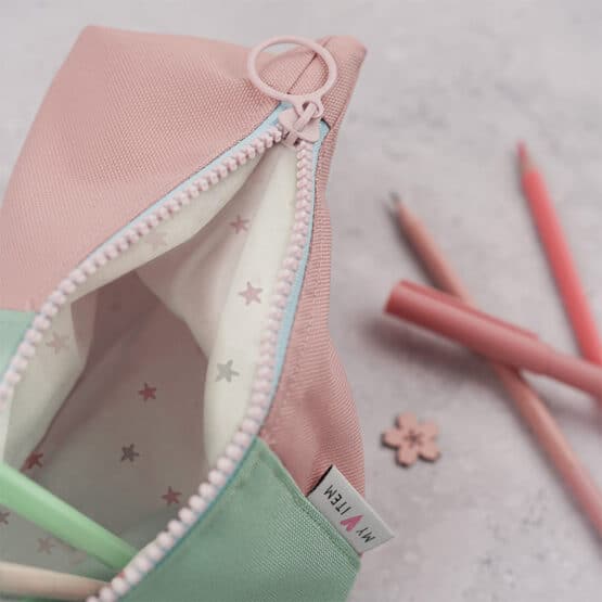 DIY Stoffe - Inspiration - Federmappe - Paket - Cutline Mint/Rosa - Kosmetiktasche