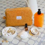 DIY Stoffe Inspiration - Kleine Kulturtasche – Paket – Frottee Honig