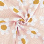 Rippenjersey - Daisies - Helles Lachs Altrosa