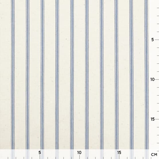 Cretonne - Schmale Streifen Rauchblau - Natur Sprenkel
