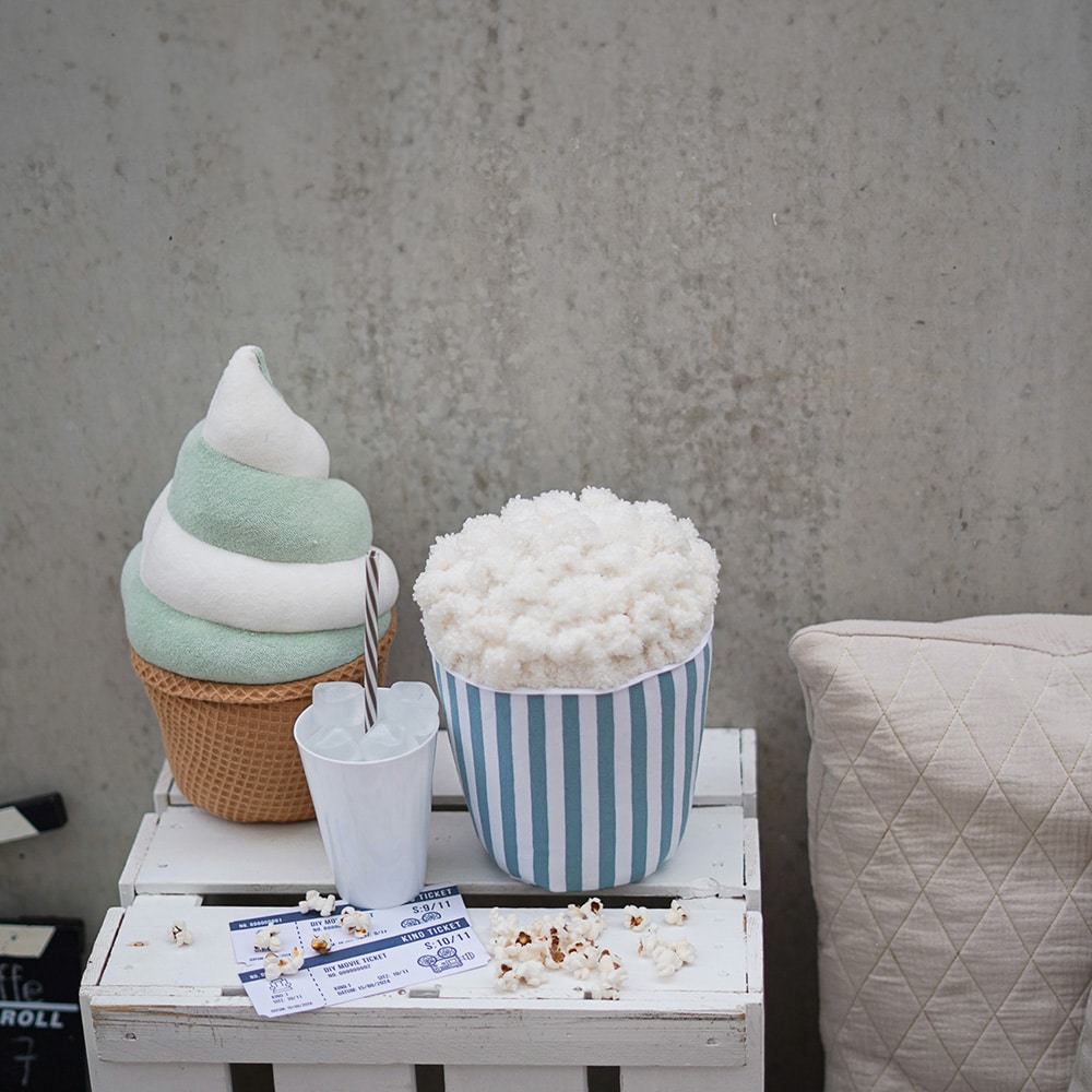 Diy Stoffe Inspiration - Popcorn - Paket Mint Weiss - Streifen - Softeis