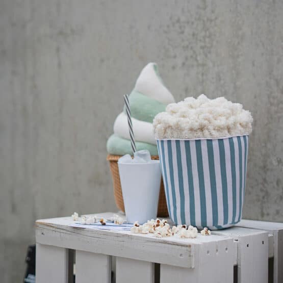 Diy Stoffe Inspiration - Popcorn - Paket Mint Weiss - Streifen - Softeis