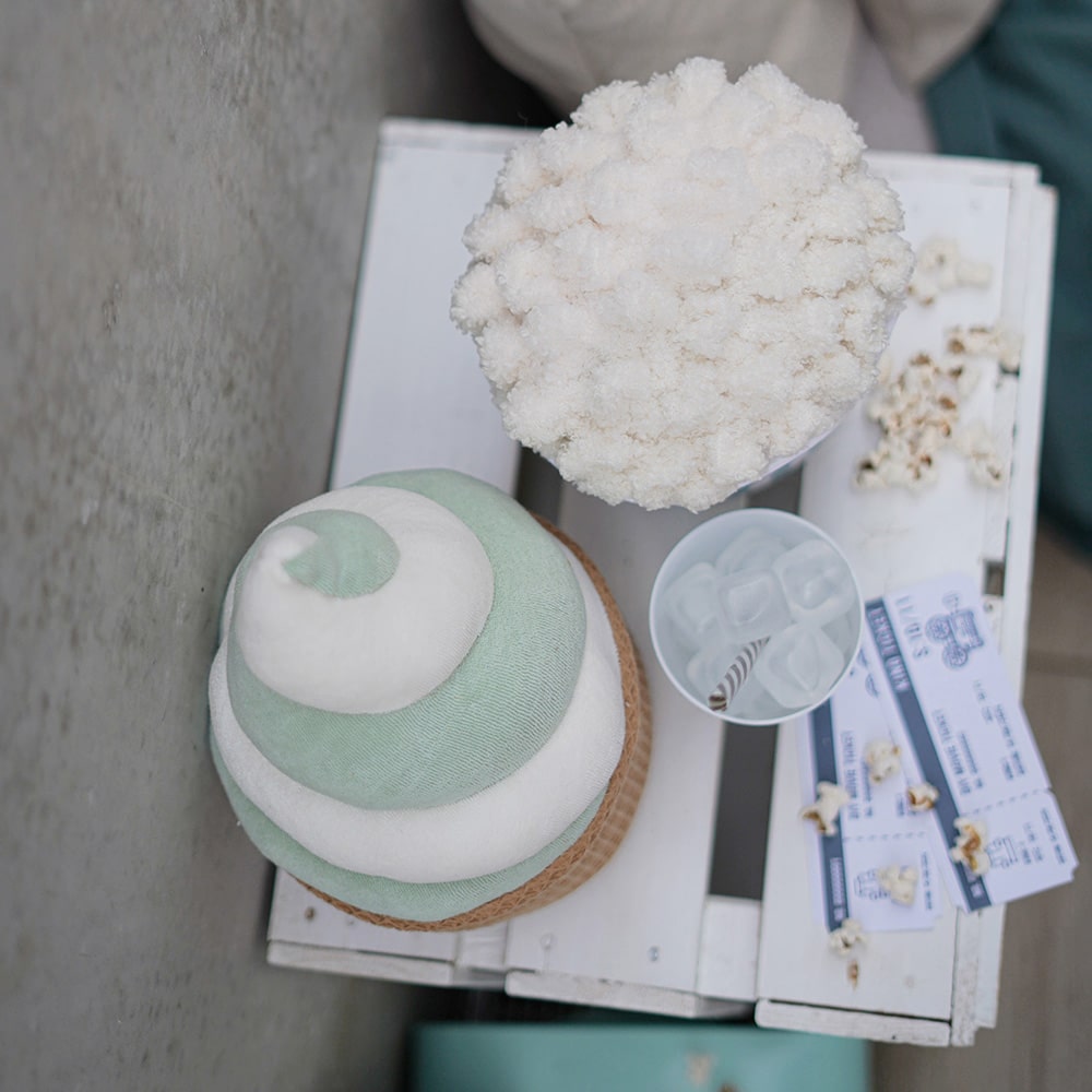 Diy Stoffe Inspiration - Popcorn - Paket Mint Weiss - Streifen - Softeis