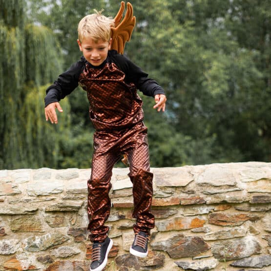 DIY Stoffe Outfit - Kostüm - Fasching - Kupfer Drache - Flügel - Schuppen