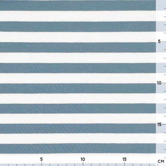 French Terry - Sommersweat - Weiß/Rauchblau Streifen
