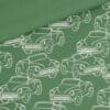 French Terry – leichter Kuschelsweat – Sketched Cars – Leaf Green