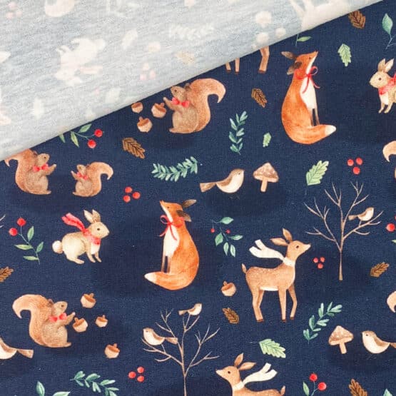 Single Jersey – Forest Wildlife Animals – Navyblau