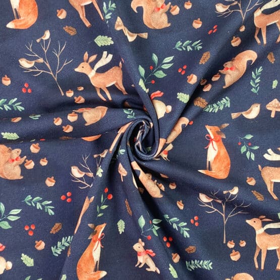 Single Jersey – Forest Wildlife Animals – Navyblau