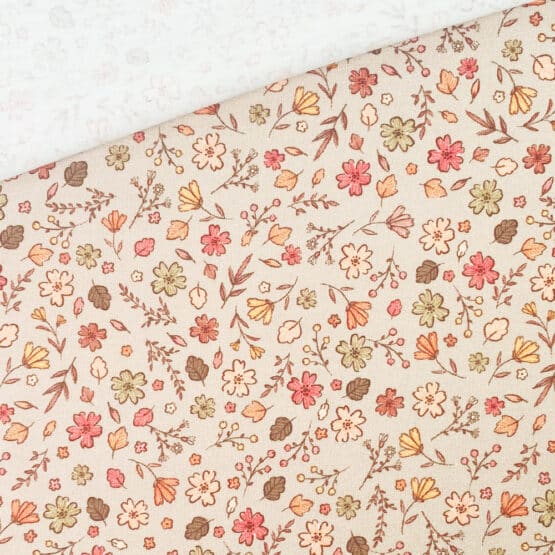 Single Jersey – Little Autumn Flowers – Light Mocca