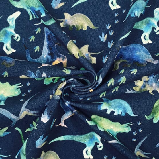 Single Jersey - Aquarell Dinosaurier - Navyblau - ORGANIC