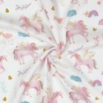 Popeline - dünner Baumwollstoff - Zauberhafte Einhörner - Weiß