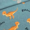 Single Jersey - Orange Dinosaurs - Arctic Blue meliert