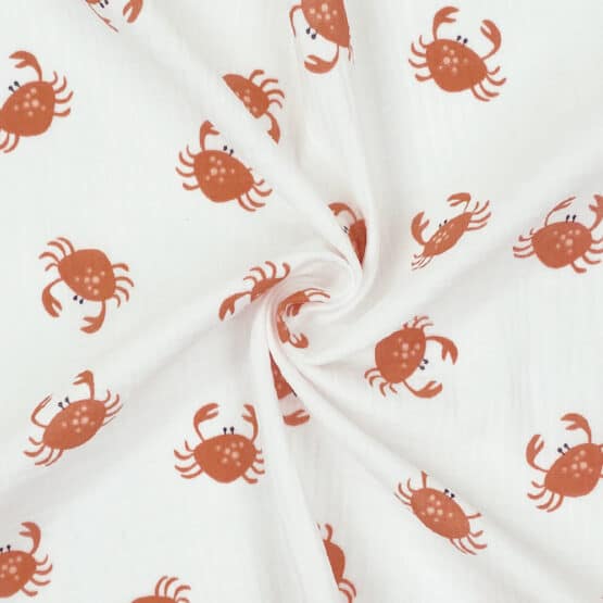 Musselin - Rote Krabben - Weiß - ORGANIC COTTON