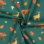 Popeline – Bear, Deer & Squirrel – Dunkler Salbei