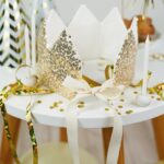 DIY Stoffe Inspiration -Geburtstagskrone - Variante 1 - Paillettenstoff - Gold - Baumwollband