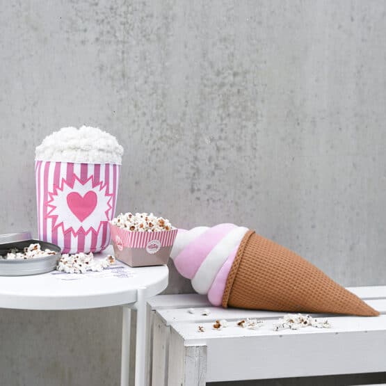 DIY Stoffe Inspiration - Popcorn - Paket Pink/Weiss - Streifen - Bouclé - Softeis Erdbeere