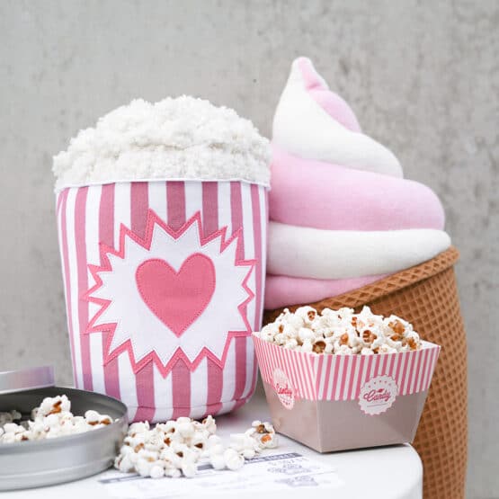 DIY Stoffe Inspiration - Popcorn - Paket Pink/Weiss - Streifen - Bouclé - Softeis Erdbeere